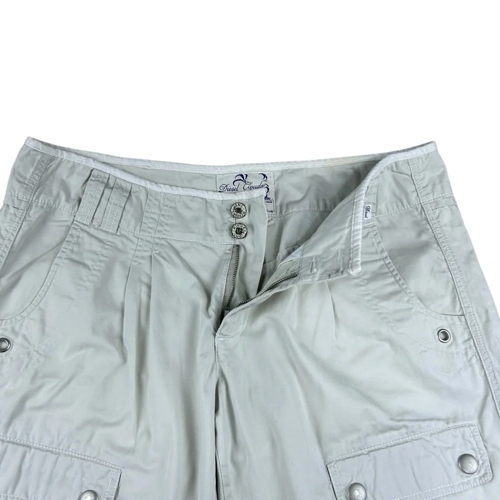 Diesel Parachute Mens Cargo Capri Pants Shorts Loose Fit Baggy Rave Skate Y2K